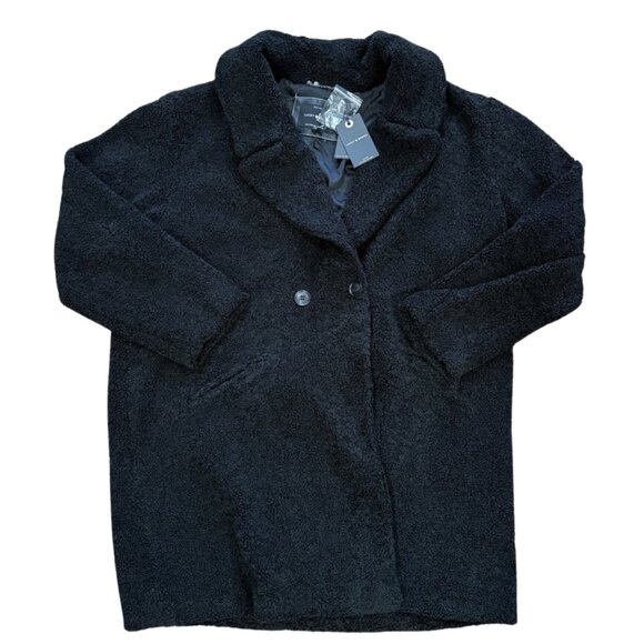 Lucky Brand Jackets & Blazers - Lucky Brand NWT Women's Faux Fur Teddy Coat Black Long Trench Size XL NEW